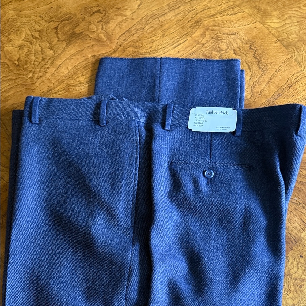 Paul Fredrick Men’s Dark Blue Dress Trousers